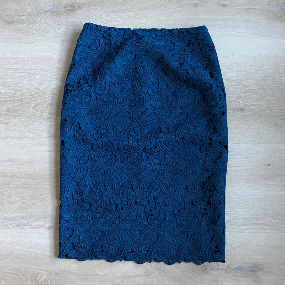 Blue Embroidered Skirt Abbey Glass